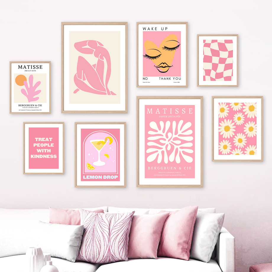 Resin Art Wall - Pósteres de Matisse con Mujer, Hoja,
