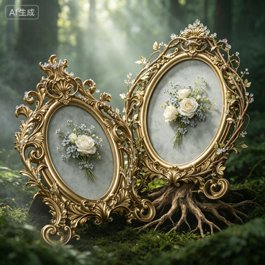 Resin Art Gift For Wedding - Marco de Fotos Ovalado de Resina
