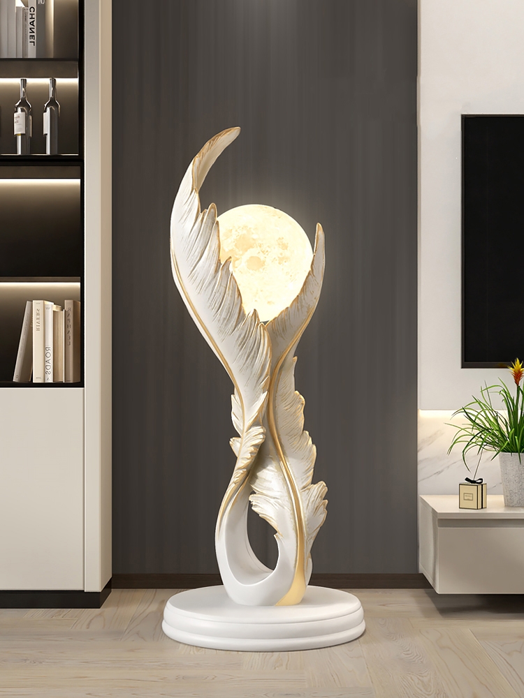 Resin Art In Floor - Estatua de resina de plumas luminosas