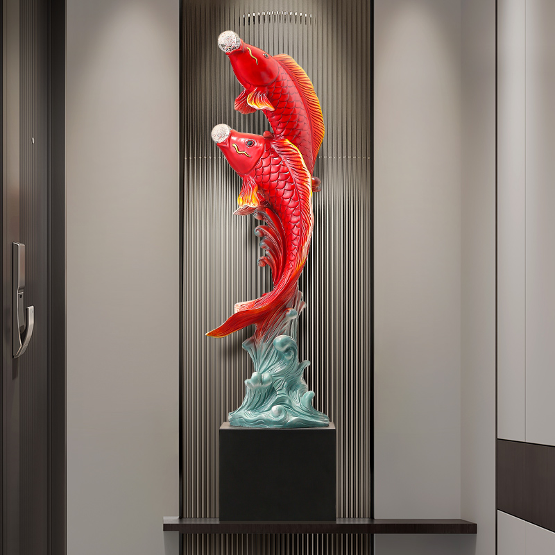 Resin Art In Floor - Escultura de pez de cinco sabores,