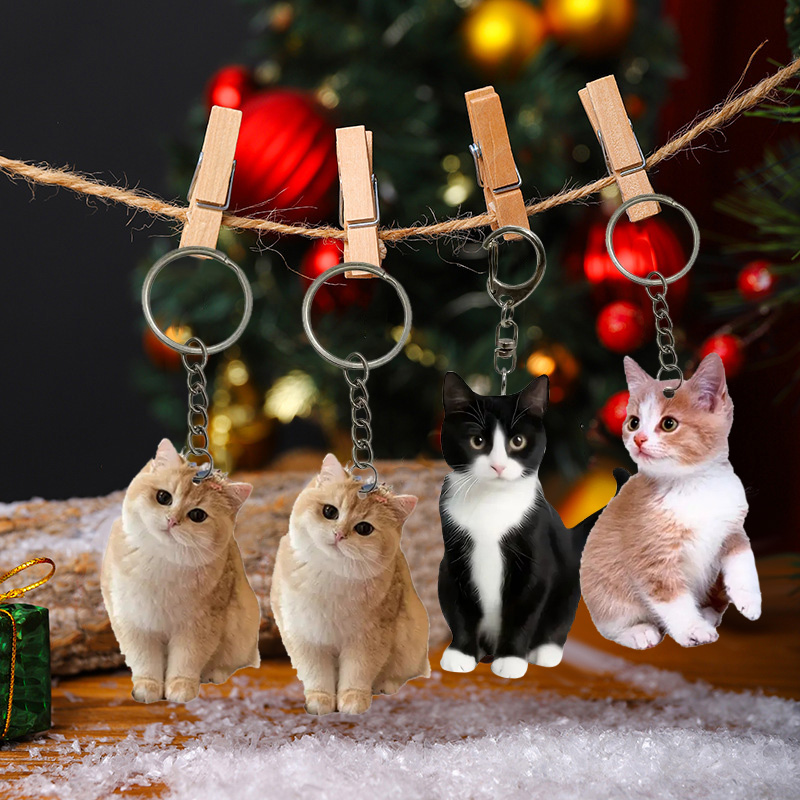 LLavero de gato blanco y negro - Resin Art Keychain Design reseña y precio
